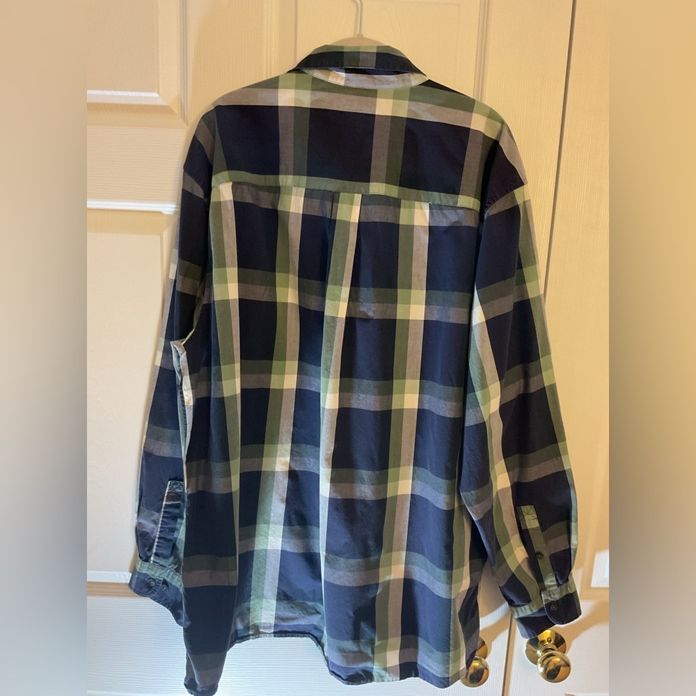 Timberland Men's Navy and Green Plaid Long Sleeve Shirt - Picture 5 of 7